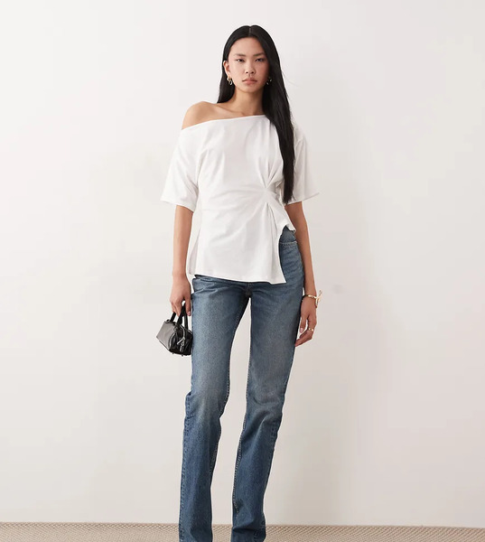  Asos Tall Vaqueros Azul Auténtico De Corte Recto Con Lavado Medio De Estilo Años 90 De Asos Design Tall Circular Design Collection 