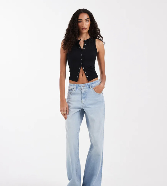  Asos Tall Vaqueros Boyfriend Holgados Extragrandes Con Lavado Medio Claro Suave De Asos Design Tall Circular Design Collection-azul 