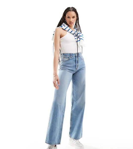  Asos Tall Vaqueros Dad Azul Medio De Pernera Ancha De Asos Design Tall 