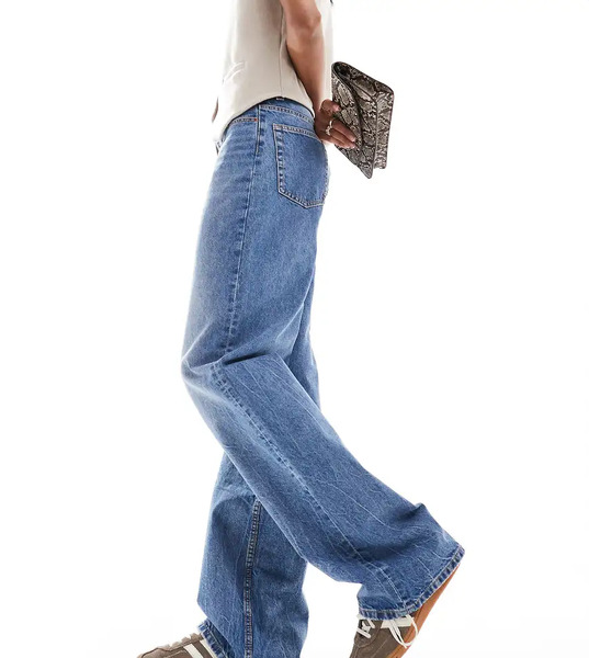  Asos Tall Vaqueros Dad Azul Medio De Pernera Ancha De Asos Design Tall 