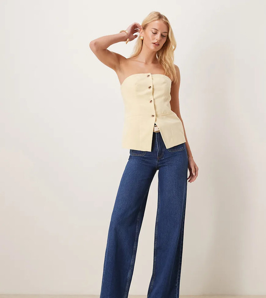  Asos Tall Vaqueros De Pernera Recta Depurada Con Lavado Oscuro Y Bolsillos Delanteros De Asos Design Tall-azul 