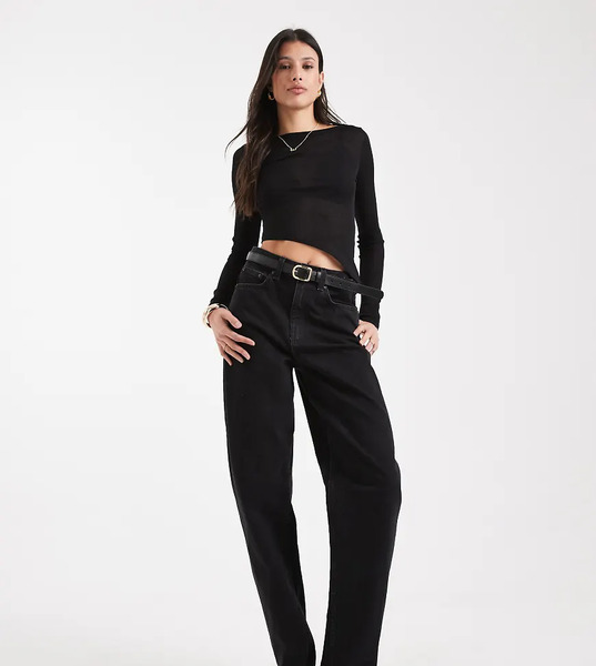  Asos Tall Vaqueros Negro Lavado De Pernera Barrel Slim De Asos Design Tall 