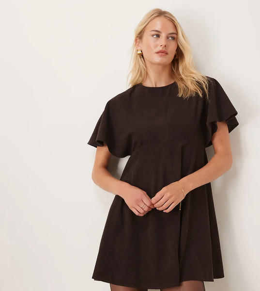  Asos Tall Vestido Corto Marrón Chocolate Estilo Camiseta Con Detalle De Pespuntes De Pana De Asos Design Tall-brown 