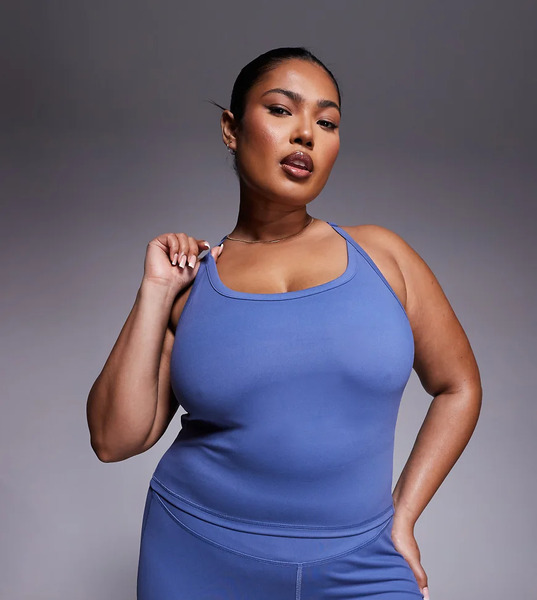  Asos Top Azul Porcelana De Tirantes Para Yoga Con Sujetador Incorporado Y Tirantes Ajustables De Tejido Suave Icon De 4505 Curve 