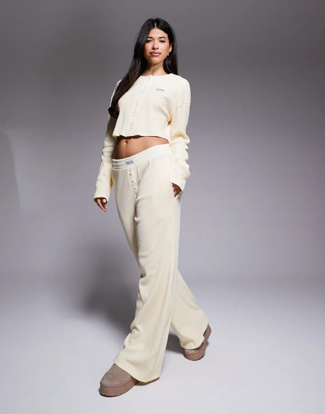  Asos Weekend Collective Joggers Amarillo Pastel De Pernera Ancha De Punto Gofrado Con Detalles De Nailon De Weekend Collective (parte De Un Conjunto) 