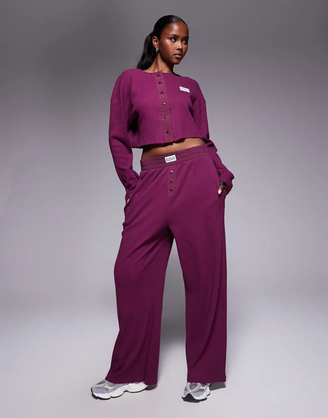  Asos Weekend Collective Joggers Color Ciruela De Pernera Ancha De Punto Gofrado Con Detalles De Nailon De Weekend Collective (parte De Un Conjunto)-morado 