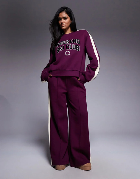  Asos Weekend Collective Joggers Color Ciruela De Pernera Recta Con Diseño ski Club De Tejido Grueso Weekend Collective (parte De Un Conjunto)-morado 