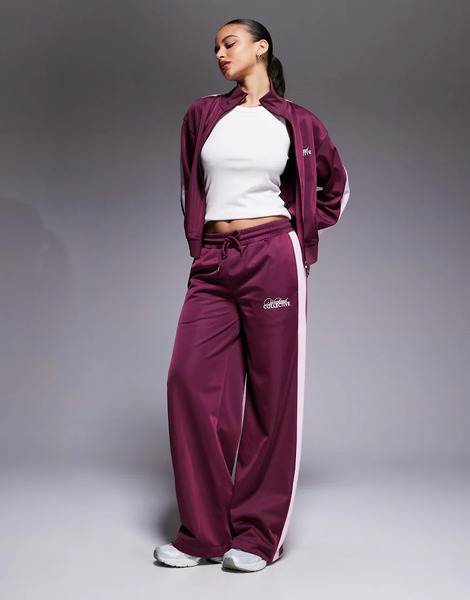  Asos Weekend Collective Joggers De Chándal Burdeos De Pernera Ancha De Tricot De Poliéster De Weekend Collective (parte De Un Conjunto)-rojo 