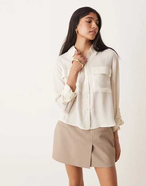  Aware Camisa Color Crema De Manga Larga Y Estilo Utilitario Con Detalle De Puños Con Vuelta De Aware-blanco 