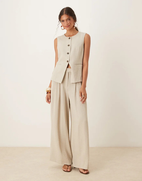  Aware Pantalones Color Piedra De Corte Sartorial Y Pernera Muy Ancha Con Pinzas En La Parte Delantera Premium Mix & Match De Aware (parte De Un Conjunto)-neutro 