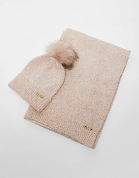  Barbour International Set De Regalo De Bufanda Y Gorro Con Acabado Brillante De Barbour International-rosa 