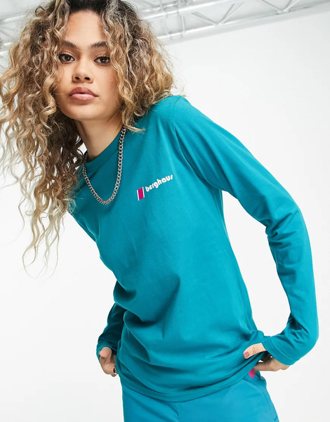  Berghaus Camiseta Azul Cerceta De Manga Larga Con Logo En La Parte Delantera Y Trasera Org Heritage De Berghaus 