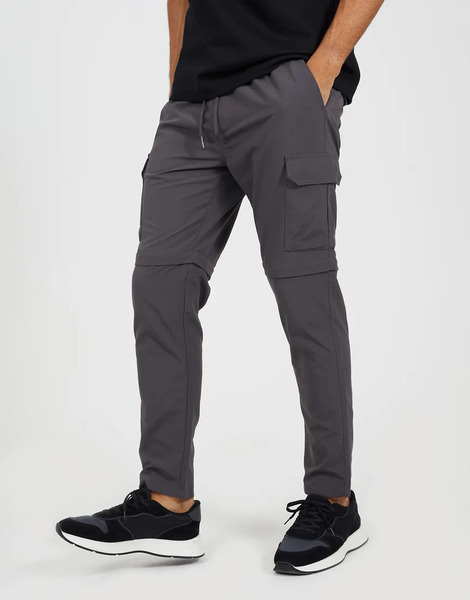  Brave Soul Brave Soul - Taslan - Pantalones Cargo Gris Carbón Con Diseño De Paneles Desmontables Con Cremallera 