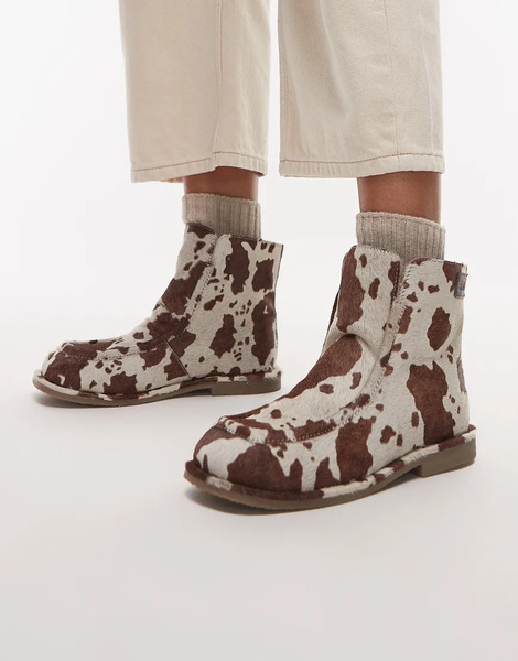  Bronx Botas Con Estampado De Vaca De Ante Fluffy Cosy De Bronx-amarillo 