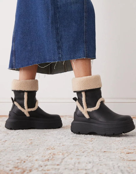  Buffalo Botas Negras Con Forro Plegado De Buffalo-negro 