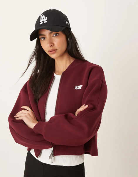  Calvin Klein Jeans Chaqueta Corta Burdeos Con Cremallera De Doble Sentido De Tejido Efecto Neopreno De Calvin Klein Jeans-rojo 