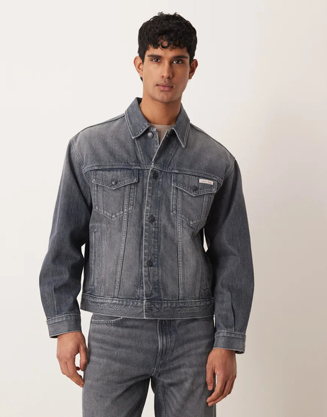  Calvin Klein Jeans Chaqueta Vaquera Azul De Estilo Camionero Con Lavado Oscuro De Calvin Klein Jeans (parte De Un Conjunto) 