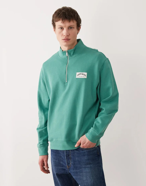  Calvin Klein Jeans Sudadera Verde Con Cremallera Corta Y Parche De Estilo Universitario De Tejido De Rizo De Calvin Klein Jeans 