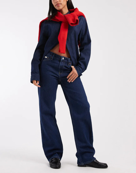  Calvin Klein Jeans Vaqueros Azul Añil Auténtico De Corte Recto Y Estilo Años 90 Signature De Calvin Klein Jeans-azul Marino 