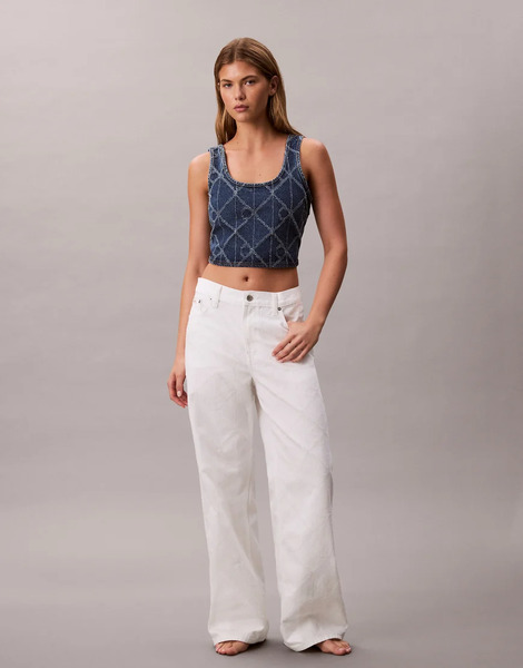  Calvin Klein Jeans Vaqueros Color Crudo Holgados De Talle Bajo Con Diseño A Láser De Logo Repetido De Calvin Klein Jeans-neutro 