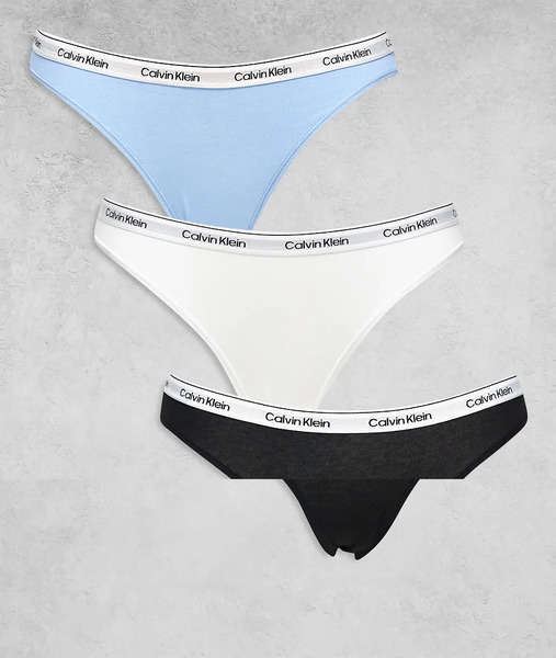  Calvin Klein Pack De 3 Braguitas De Bikini De Color Negro, Blanco Y Azul Con Logo Icon De Calvin Klein-multicolor 