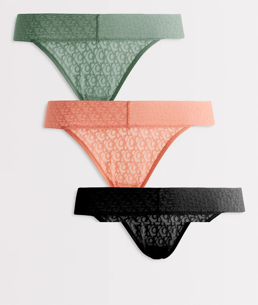  Calvin Klein Pack De 3 Braguitas De Color Negro, Gris Y Rojo De Corte Bikini Y Talle Bajo Icon Logo Lace De Calvin Klein-multicolor 