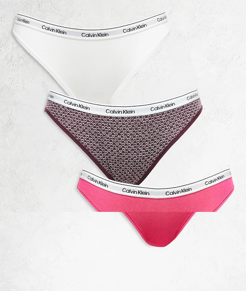  Calvin Klein Pack De 3 Braguitas De Color Rosa, Blanco Y Con Estampado De Corazones De Corte Bikini Icon Logo De Calvin Klein-multicolor 