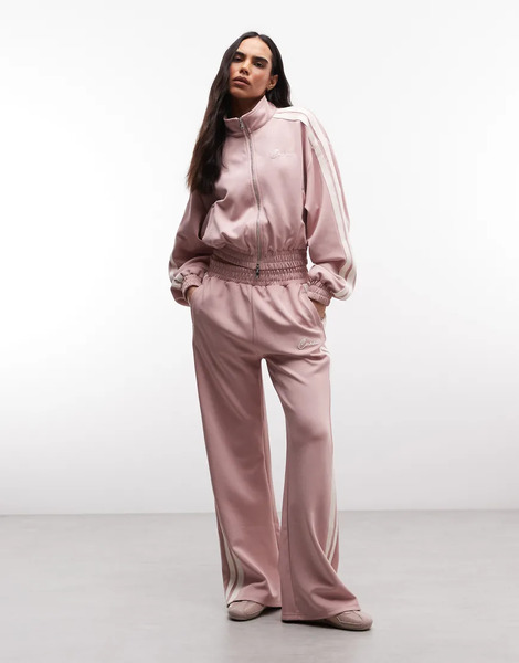 Cernucci Cernucci - Pantalones De Chándal Rosa Claro De Pernera Ancha Con Detalle De Cinta Lateral (parte De Un Conjunto) 