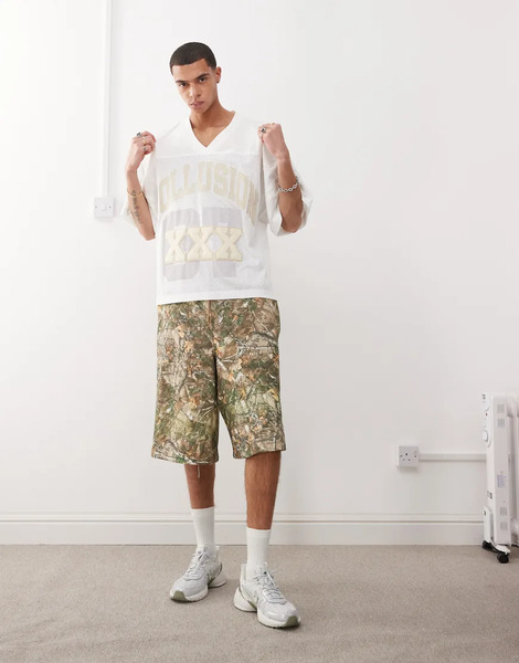  Collusion Pantalones Cortos Holgados Con Estampado De Camuflaje De árbol De Punto Liso De Collusion-multicolor 