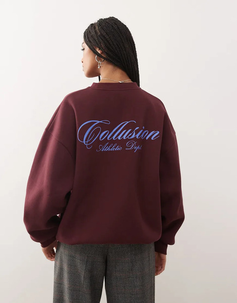  Collusion Sudadera Burdeos Con Estampado Gráfico collusion De Collusion-rojo 
