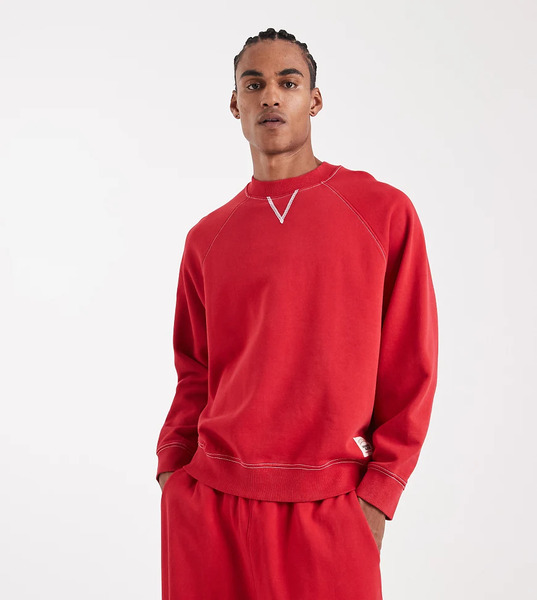  Collusion Sudadera Burdeos Lavado De Corte Cuadrado De Tejido Grueso De Collusion Circular Design Collection-rojo 