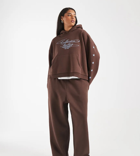  Collusion Sudadera Marrón Chocolate Con Capucha Y Logo De Estrella De Collusion Plus (parte De Un Conjunto)-brown 