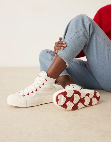  Converse Zapatillas De Deporte Blancas Con Detalle De Corazón Para San Valentín Chuck Taylor All Star Lift Hi De Converse-blanco 