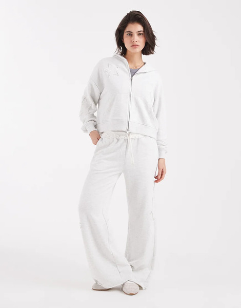  Cotton On Pantalones De Chándal Blanco Nube Jaspeado Con Pernera Ancha Y Detalle De Estrella De Cotton On (parte De Un Conjunto)-gris 