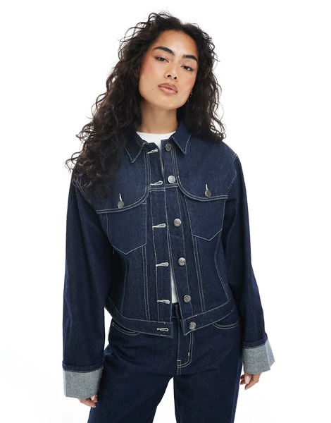  Daisy Street Chaqueta Vaquera Azul Añil Ajustada Con Diseño De Paneles De Daisy Street (parte De Un Conjunto)-azul Marino 