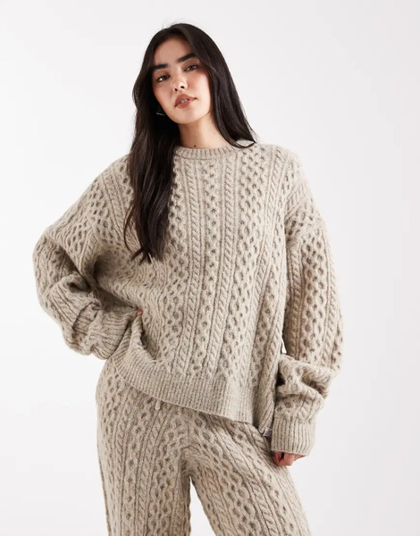  Daisy Street Jersey Gris Jaspeado Suelto Con Cuello Redondo De Punto De Ochos De Daisy Street (parte De Un Conjunto) 
