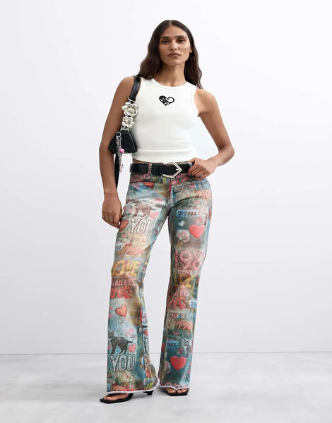 Desigual Desigual - Vaqueros De Campana Azules Estampados 