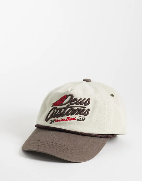  Deus Ex Machina Gorra De Camionero Blanco Marfil Y Marrón Con Logo, Cierre De Cuero Y Visera En Contraste De 100% Algodón De Deus Ex Machina 