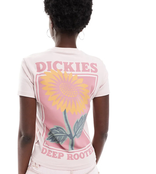  Dickies Camiseta Rosa Claro Con Diseño Encogido Y Estampado Gráfico Trasero De Girasol Exclusiva En Asos De Dickies 