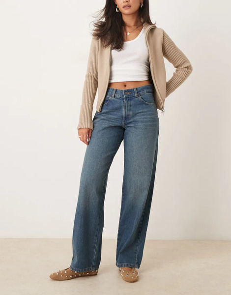  Dickies Vaqueros Azules De Talle Medio Y Pernea Ancha Suelta Con Lavado Tintado Caqui Herndon De Dickies-verde 
