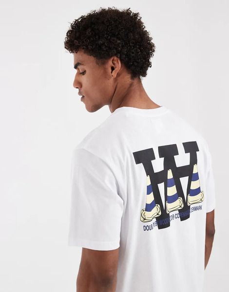  Double A By Wood Wood Double A By Wood Wood - Ace - Camiseta Blanca Con Estampado Gráfico De Cono En La Espalda 100% De Algodón-blanco 
