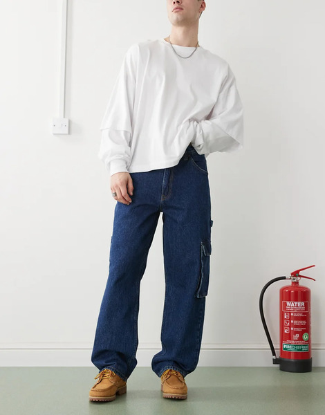  Dr Denim Vaqueros Azul Arroyo Holgados De Pernera Ancha Y Talle Medio Con Lavado Oscuro Retro Y Detalle De Estilo Worker Colt Worker De Dr Denim 