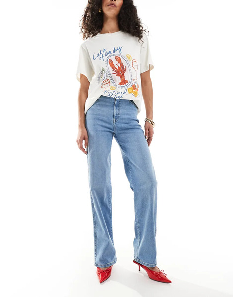  Dr Denim Vaqueros De Pernera Recta Con Lavado Azul Claro Moxy De Dr Denim 