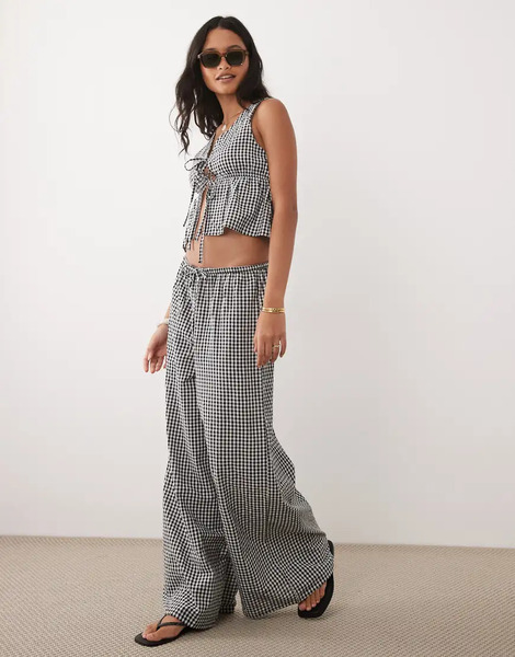 Esmée Pantalones A Cuadros Vichy Blancos Y Negros Con Cordón Ajustable Exclusivos De Esmée (parte De Un Conjunto)-multicolor 