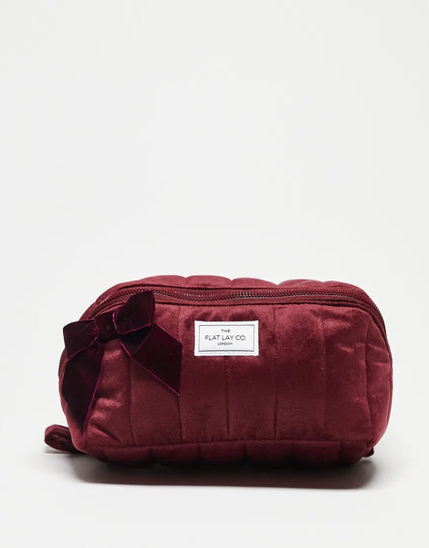  Flat Lay Company Neceser De Maquillaje Burdeos Cuadrado De Terciopelo Marshmallow Exclusivo De The Flat Lay Co. X Asos-rojo 
