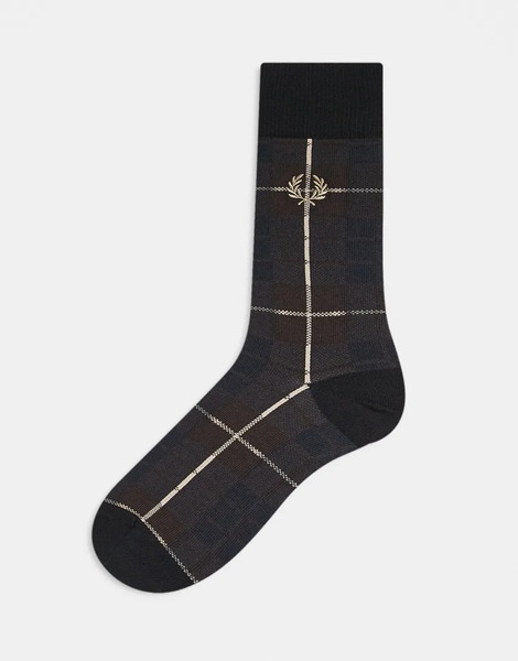  Fred Perry Calcetines Marrones A Cuadros Escoceses De Fred Perry-brown 