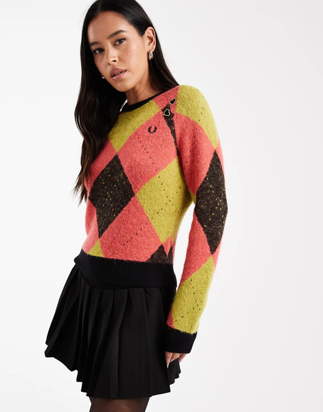  Fred Perry Jersey Multicolor Con Patrón De Rombos De Fred Perry 