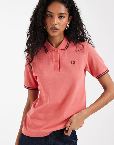  Fred Perry Polo Rojo Con Ribetes Dobles Burdeos De Fred Perry 