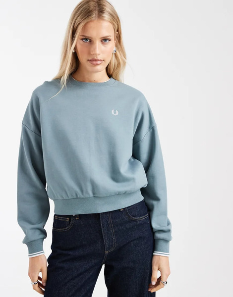  Fred Perry Sudadera Azul Con Ribetes De Fred Perry 
