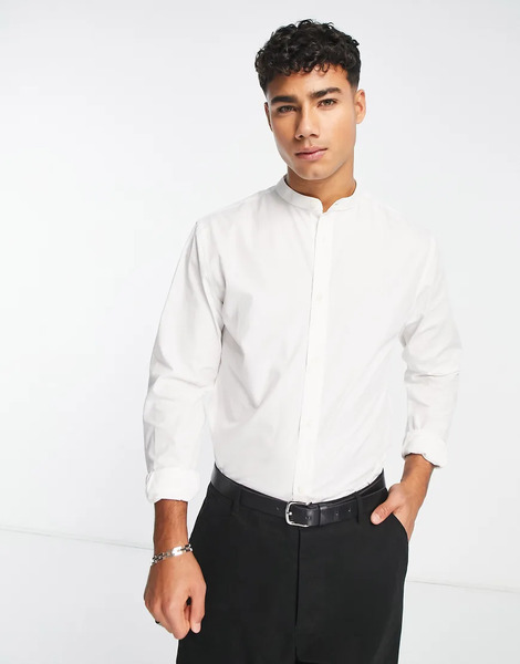  French Connection Camisa Blanca Con Cuello Mao De French Connection-blanco 